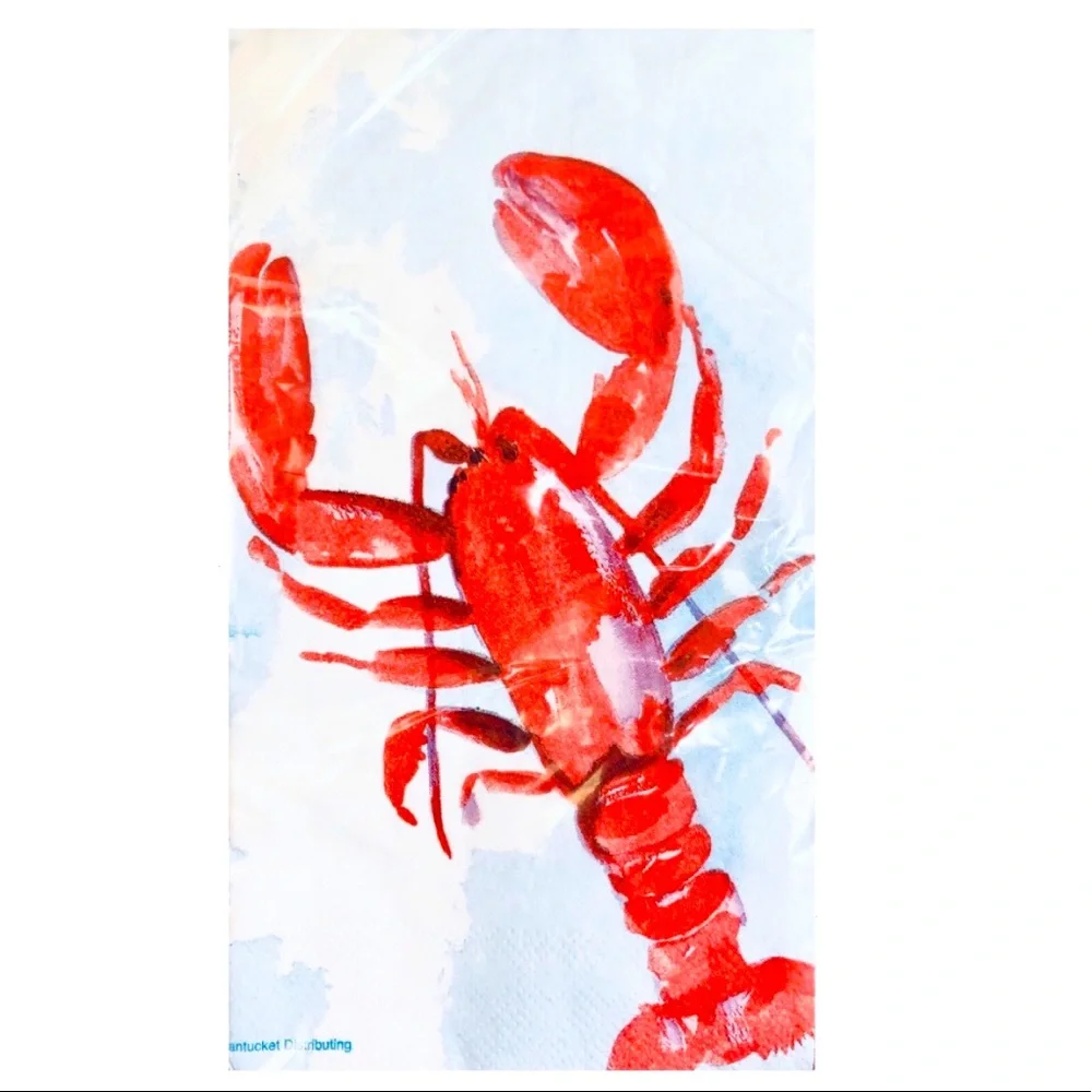 Nantucket Watercolor Lobster Guest Towels Buffet Hostess Paper Napkins, 20 ct